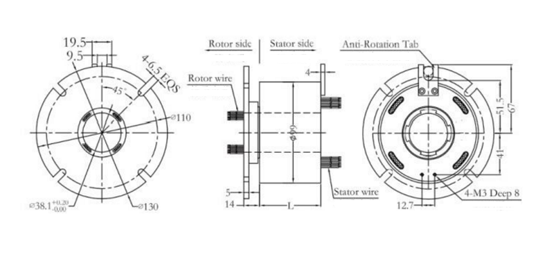 Through Bore Slip Ring XH3899F Series