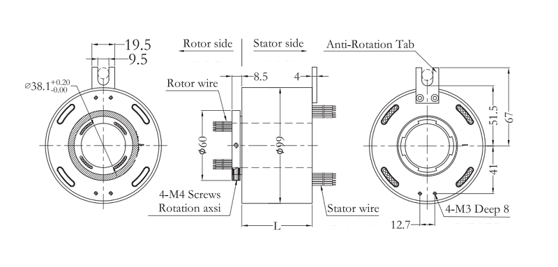 Through Bore Slip Ring XH3899 Series