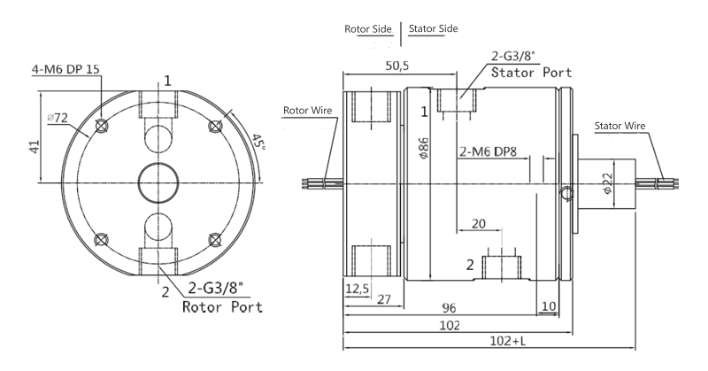 Hydraulic Pneumatic Rotary Joint XQ02003