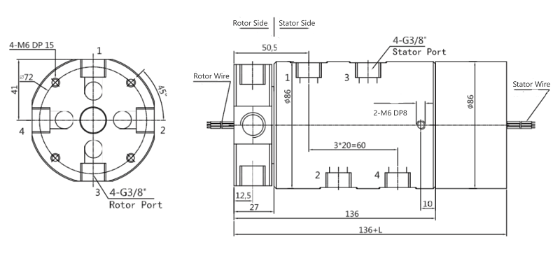 Hydraulic Pneumatic Rotary Joint XQ04003