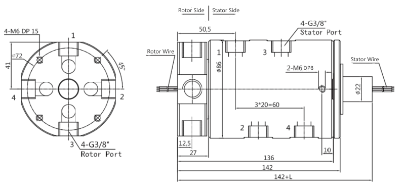 Hydraulic Pneumatic Rotary Joint XQ04003