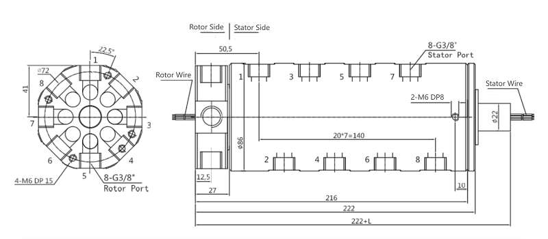 Hydraulic Pneumatic Rotary Joint XQ08003